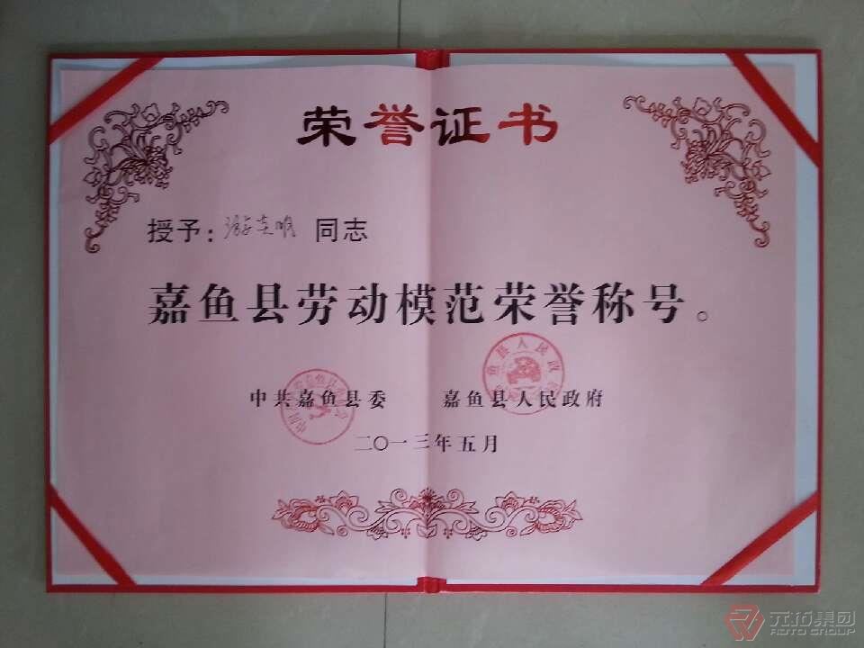 嘉鱼县劳动模范荣誉称号